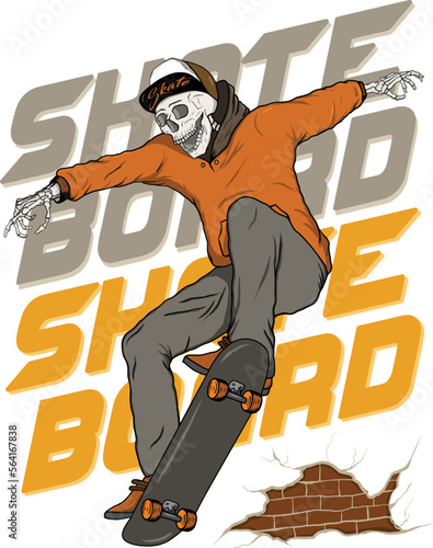 skateboarding skull