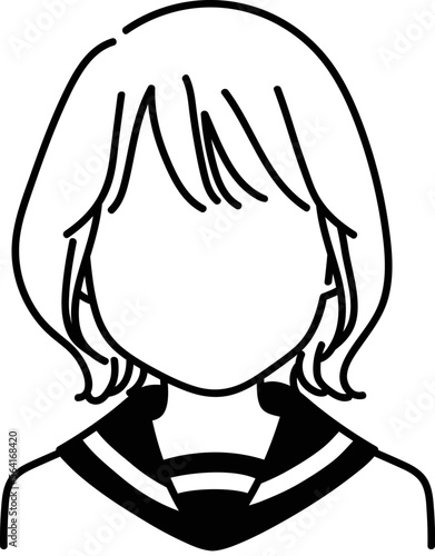 ショートボブの女子学生のアイコン　顔なし