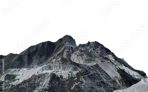 White and gray marble mountain on a white background