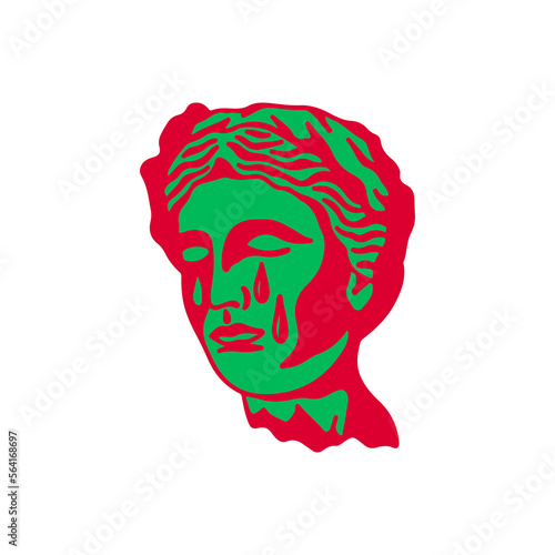 vector illustration of a greek statue head