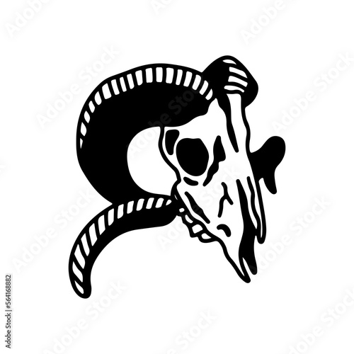 vector illustration of a goat's head skull