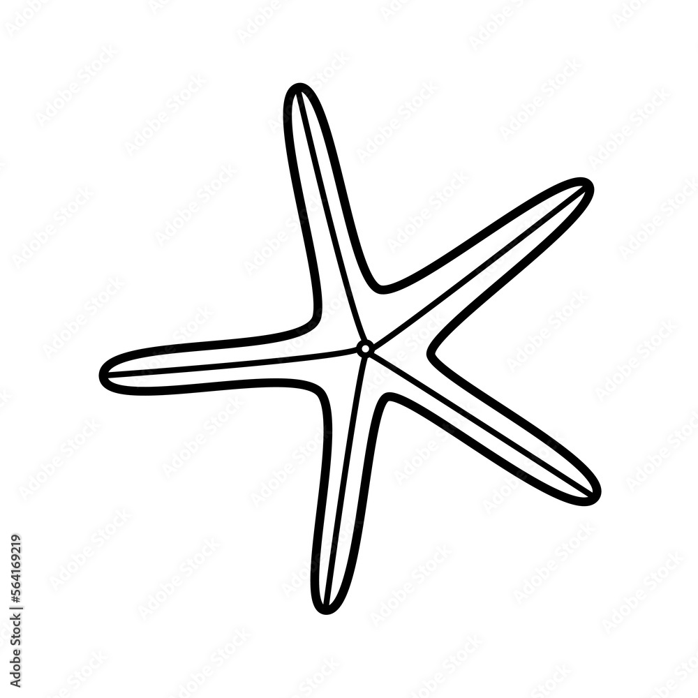 Starfish Icon, single isolate on a white background. Vector illustration wildlife of the underwater world doodle sketch. Starfish Icon, single isolate on a white background. Vector illustration wildlife of the underwater world doodle sketch.