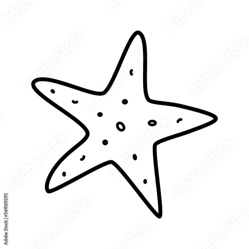 Starfish Icon, single isolate on a white background. Vector illustration wildlife of the underwater world doodle sketch.