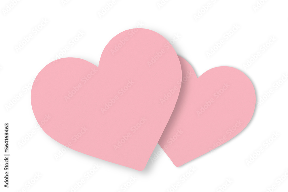 Pink paper cut in heart shape isolated on transparent background. valentine's day festival