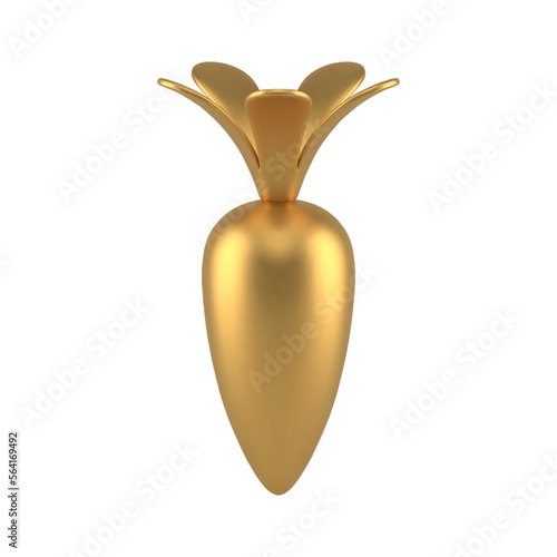 Golden carrot Easter traditional decor element 3d icon premium bauble realistic vector