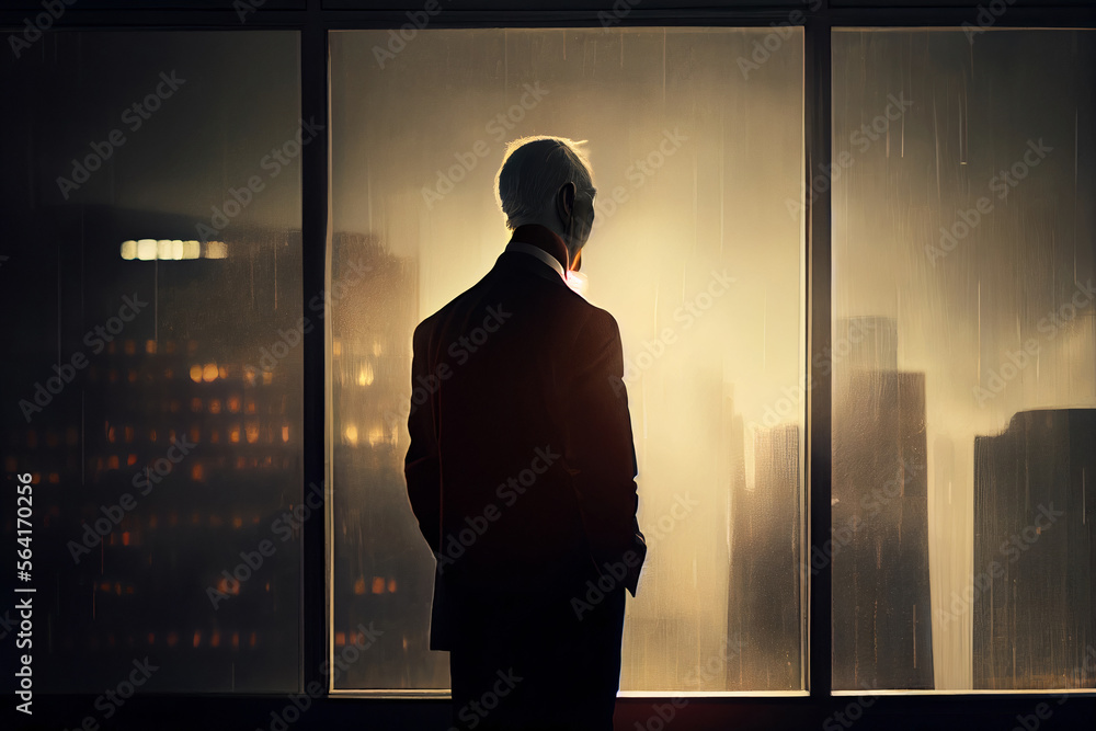 Fototapeta premium The businessman and the skyline - Window View