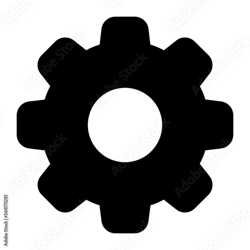 Cogwheel vector icon design in solid style denoting concept of setting