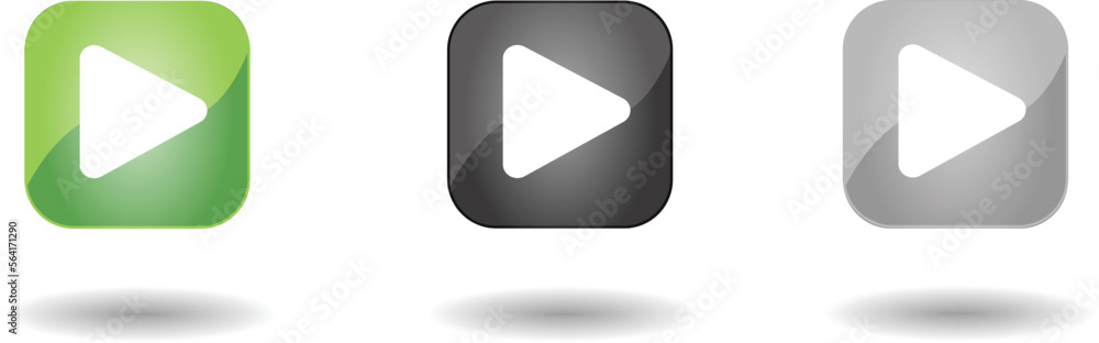 Play button symbols collection, video streaming, broadcasting icons set isolated over white background vector illustration Play button symbols collection, video streaming, broadcasting icons set isolated over white background vector illustration
