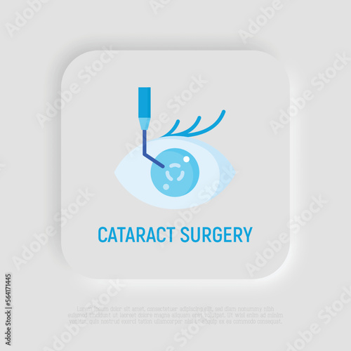 Cataract surgery flat icon. Ophthalmology. Lasik vision correction. Modern vector illustration.