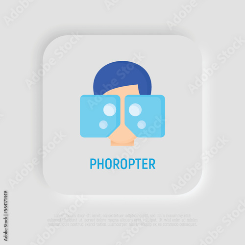 Phoropter flat icon. Medical equipment. Vision examination. Ophthalmology vector illustration.