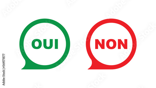 oui non text on white background. Yes no french language.