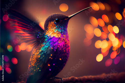 Fantastic rainbow colored Hummingbird