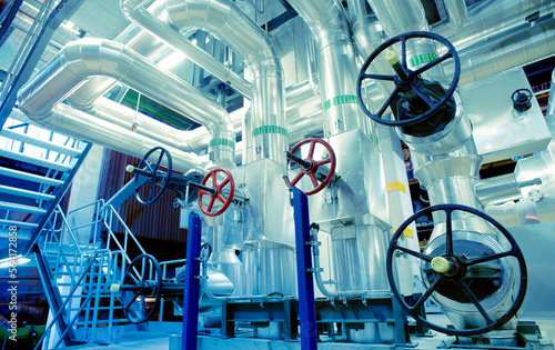 Fotografi Industrial zone, Steel pipelines, valves and cables