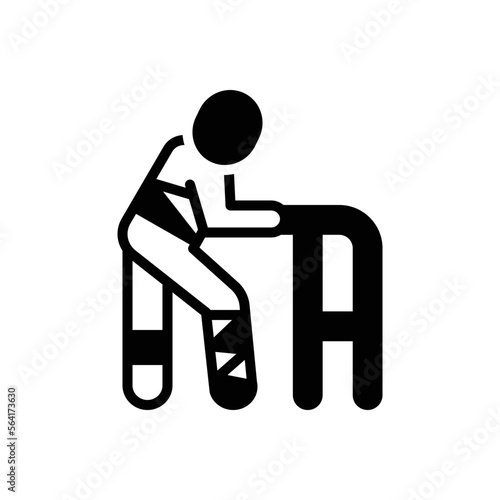 Black solid icon for injured
