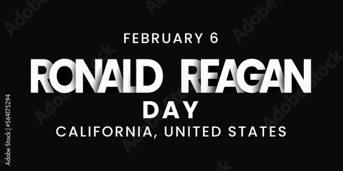 February 6, Ronald Reagan day, California United States background vector flat style. Suitable for poster, cover, web, social media banner.
