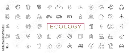 Eco friendly related thin line icon set in minimal style. Linear ecology icons. Environmental sustainability simple symbol