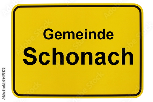 Illustration eines Ortsschildes der Gemeinde Schonach in Baden-Württemberg photo