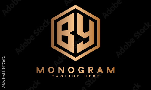Alphabet BY or YB abstract monogram vector logo template