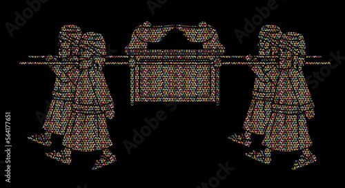 Group of Levi Carrying Ark of the Covenant Cartoon Graphic Vector