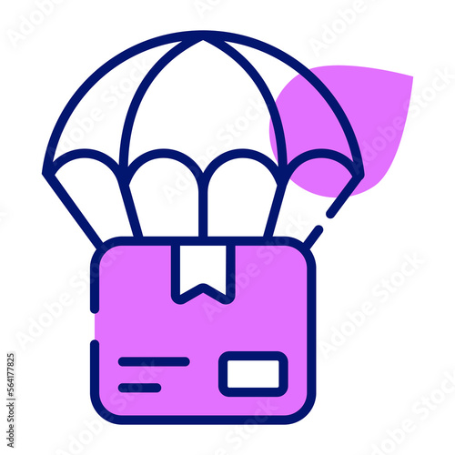 Air balloon with package concept of airship delivery vector