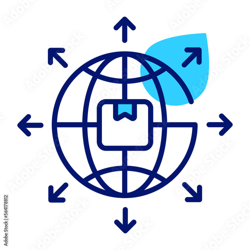 Package, parcel inside the globe vector icon of global delivery