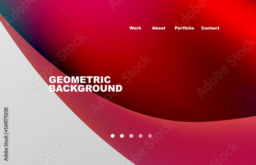 Landing page abstract liquid background. Flowing shapes, round design and circle. Web page for website or mobile app wallpaper