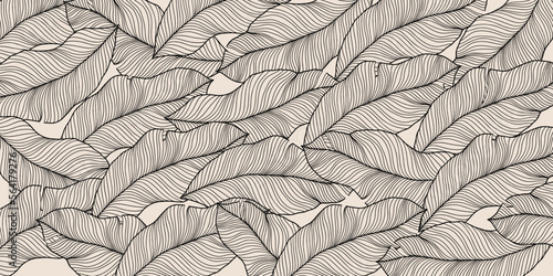 Abstract vector background with hand drawn leaves in nude colors for design, print, textile, wallpaper