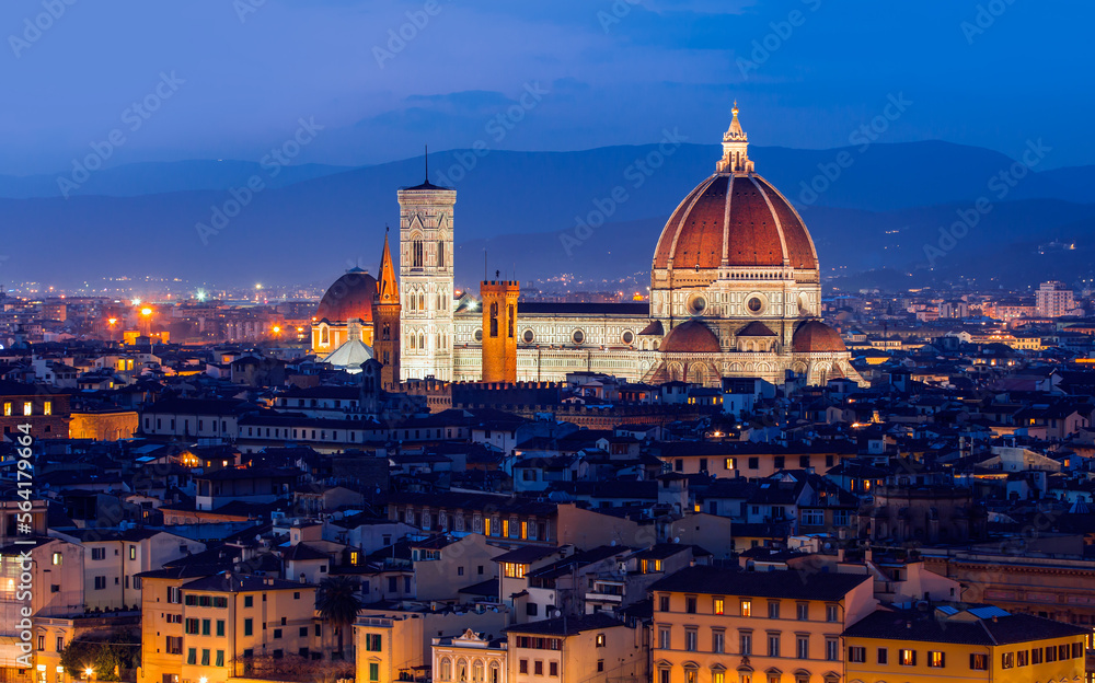 Panorama of Florence and Cathedral of Santa Maria del Fiore (Duomo) in Florence