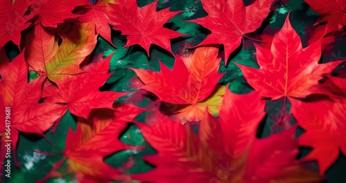 red leaves paint background  illustration  Generative AI