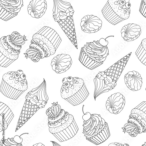 Sweets seamless pattern. Vector illustration.