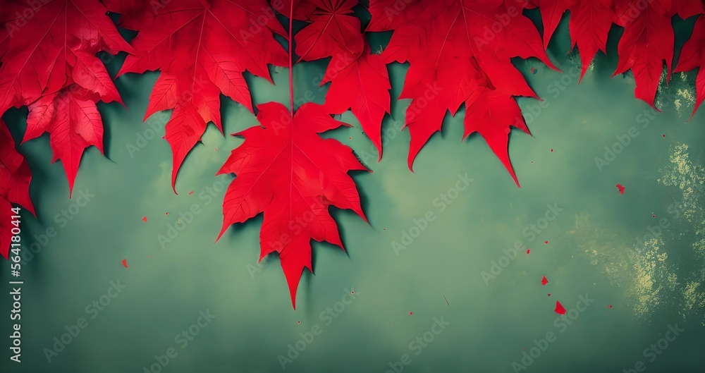 red leaves paint background, illustration, Generative AI red leaves paint background, illustration, Generative AI