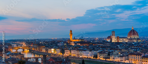 View of Florence after sunset from Piazzale Michelangelo, Florence, Italy photo