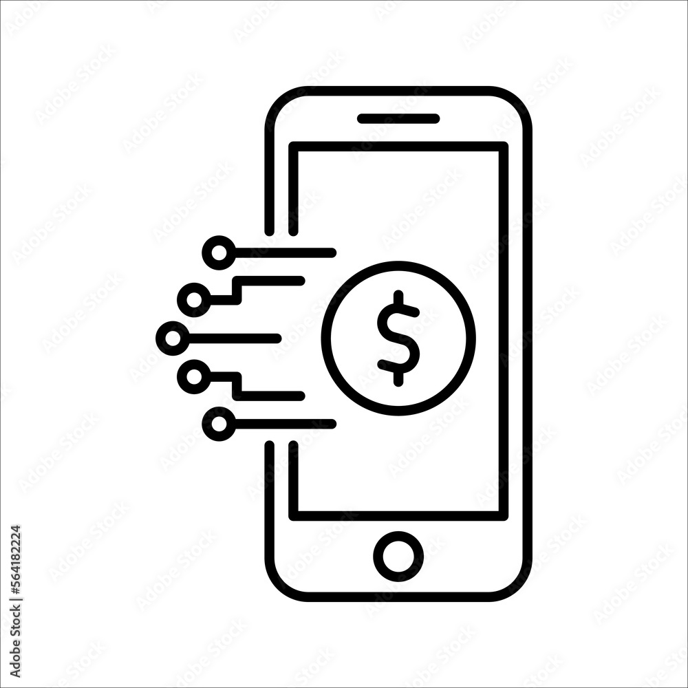 Digital banking icon. Managing money online. Mobile banking app. Virtual card symbol. vector illustration on white background. Digital banking icon. Managing money online. Mobile banking app. Virtual card symbol. vector illustration on white background.