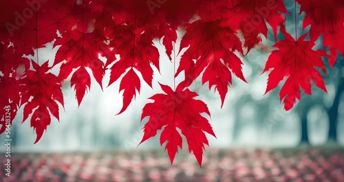 red leaves paint background...