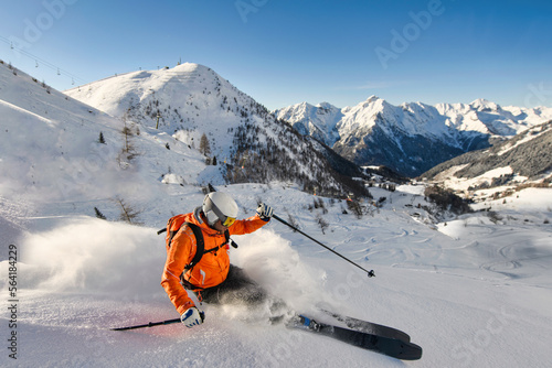 Free-rider skier in action