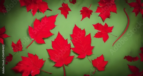 red leaves paint background...