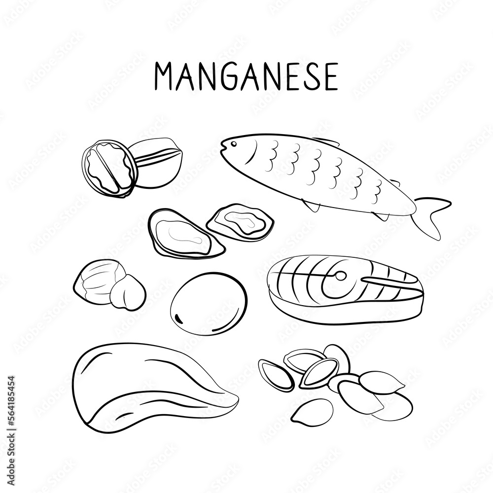 Manganesecontaining food. Groups of healthy products containing