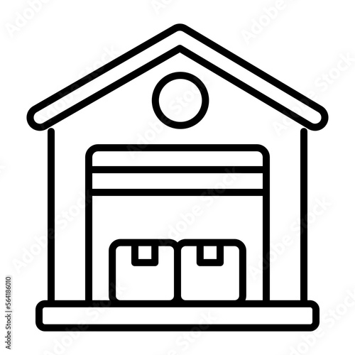 Warehouse having cardboards concept of store room vector