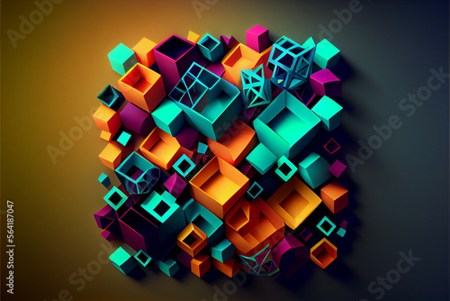 Abstract background of colored cubes, Illistration