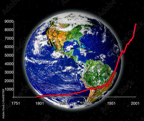 Global carbon emissions, composite image photo