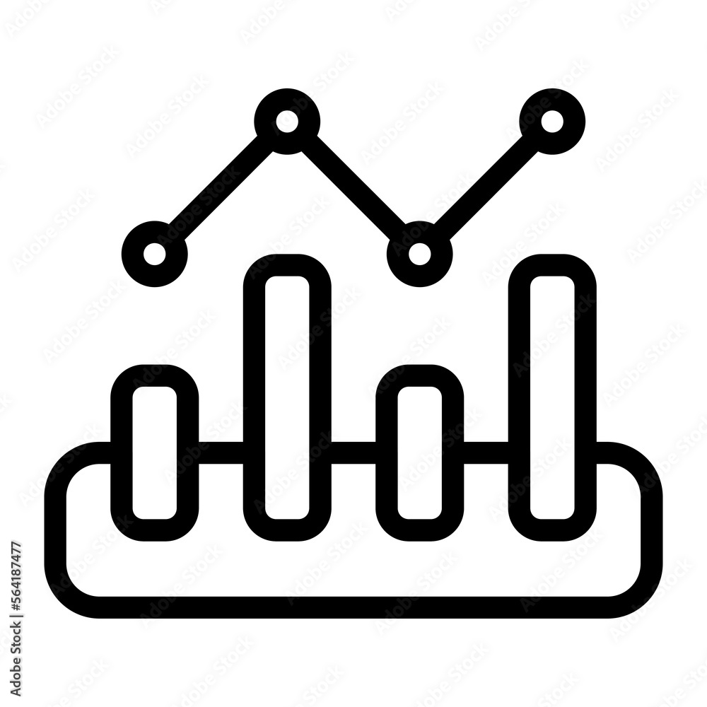 Isolated infographic in outline icon on white background. Statistics, report, progress, graph, chart Isolated infographic in outline icon on white background. Statistics, report, progress, graph, chart