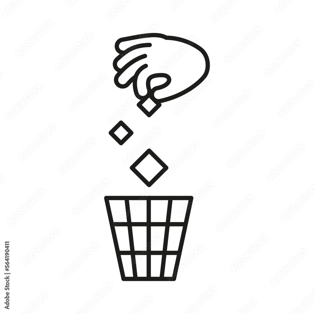 Vetor de Rule take out rubbish in basket, prohibition warning sign. Do