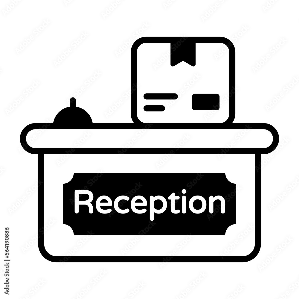 Parcel box on a reception desk, delivery service vector Parcel box on a reception desk, delivery service vector
