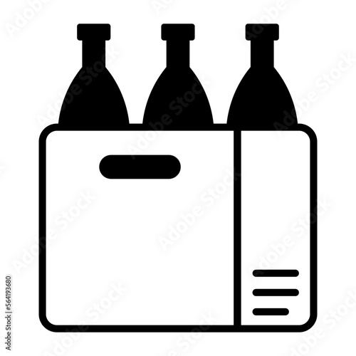 An amazing vector icon of bottle crate in editable style