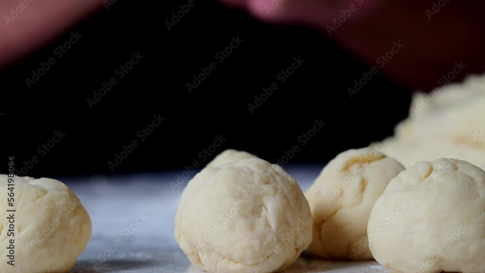 Close-up of the dough. The process of baking at home.