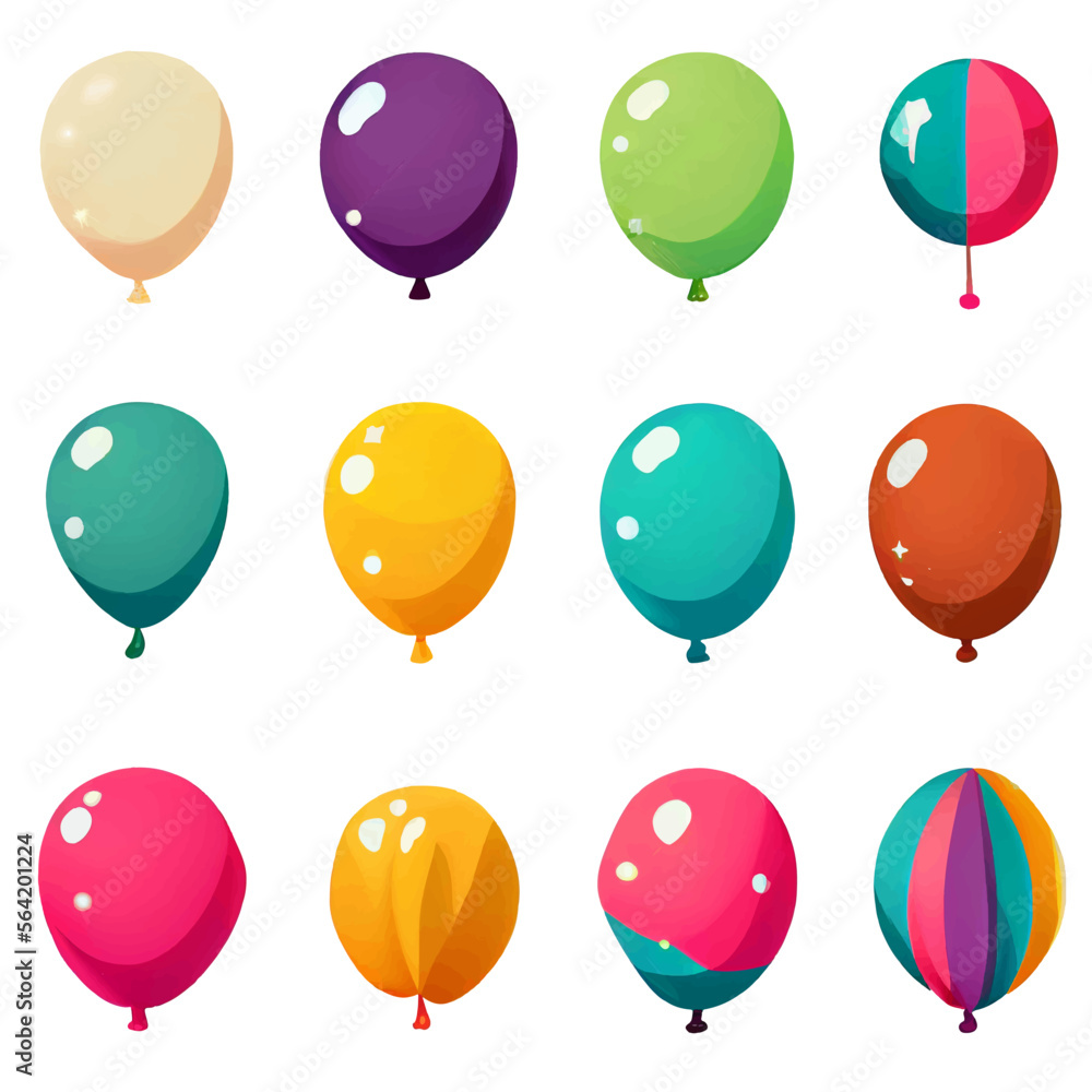 set vector illustration of air colorful ballon on white isolate