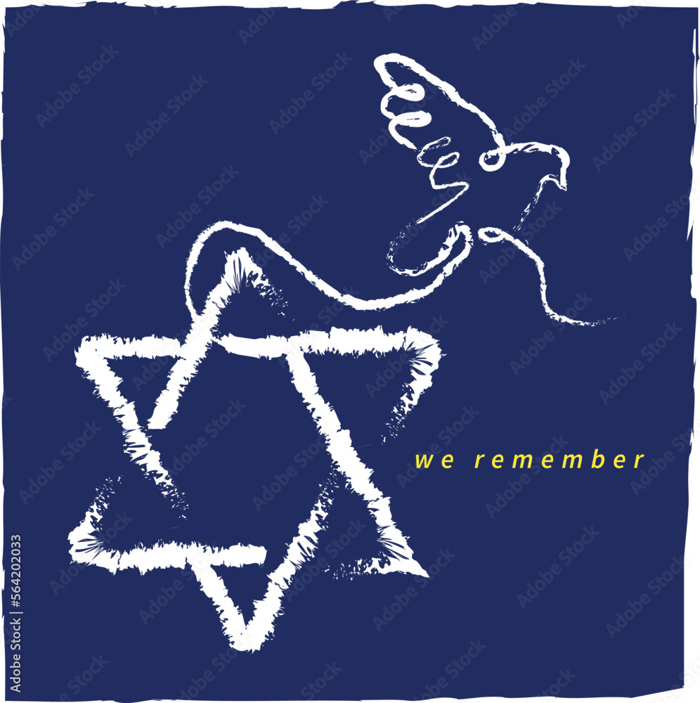 International Holocaust Remembrance Day. January 27. Hand drawn, vector illustration, line icon. Flat design vector. Poster, banner, card, background.
