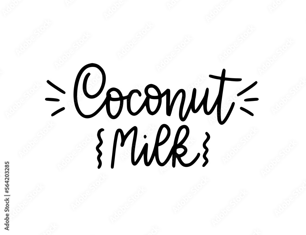 Coconut Milk. Hand-drawn words on transparent background Coconut Milk. Hand-drawn words on transparent background