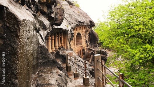 Pandavleni caves situated in Nashik, Maharashtra, India. This 3rd BC caves were built by Hinayana Buddhists. photo