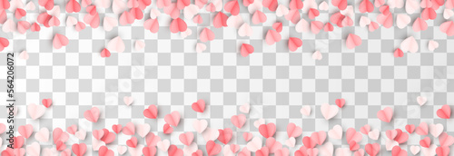 Multicolored paper hearts png. Heart shaped paper confetti png. Paper decorations png. Vector illustration. Hearts for Valentine's Day, March 8, Mother's Day.